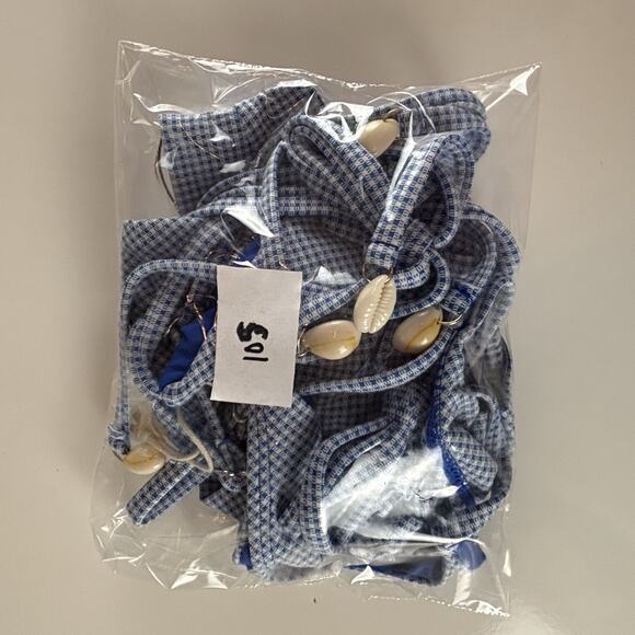 Seamolly Blue White Gingham Check Seashell Tie Sides Bikini Swimsuit XS NWT - Picture 12 of 12